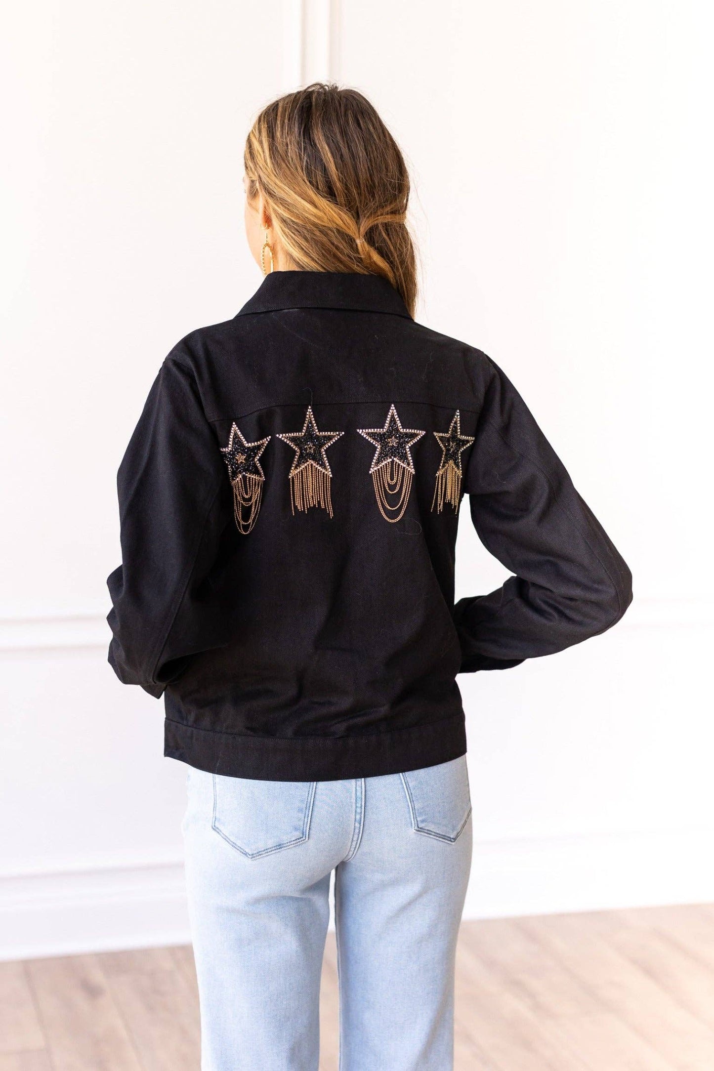 Cosmic Cowgirl Denim Jacket: Black