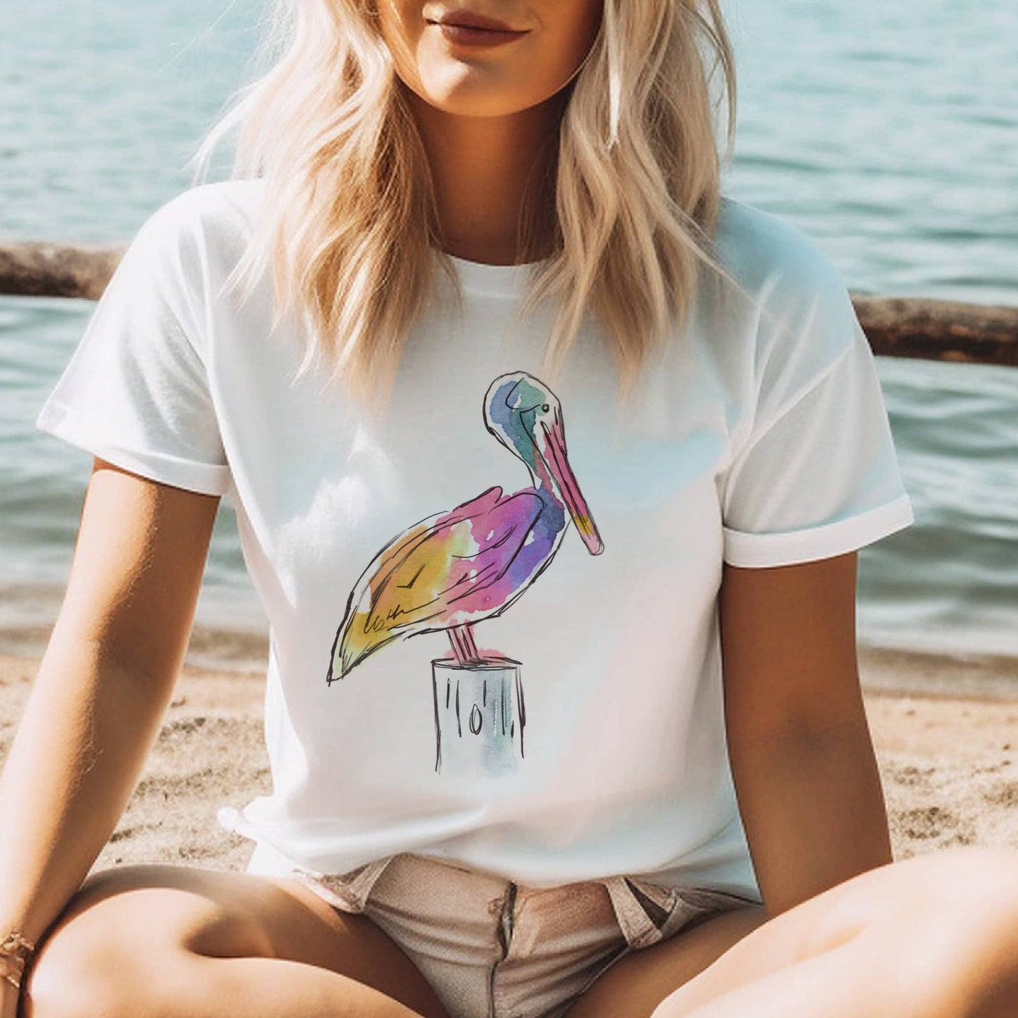 Coastal Pelican Beach Resort Country Club Ocean Graphic Tee: White