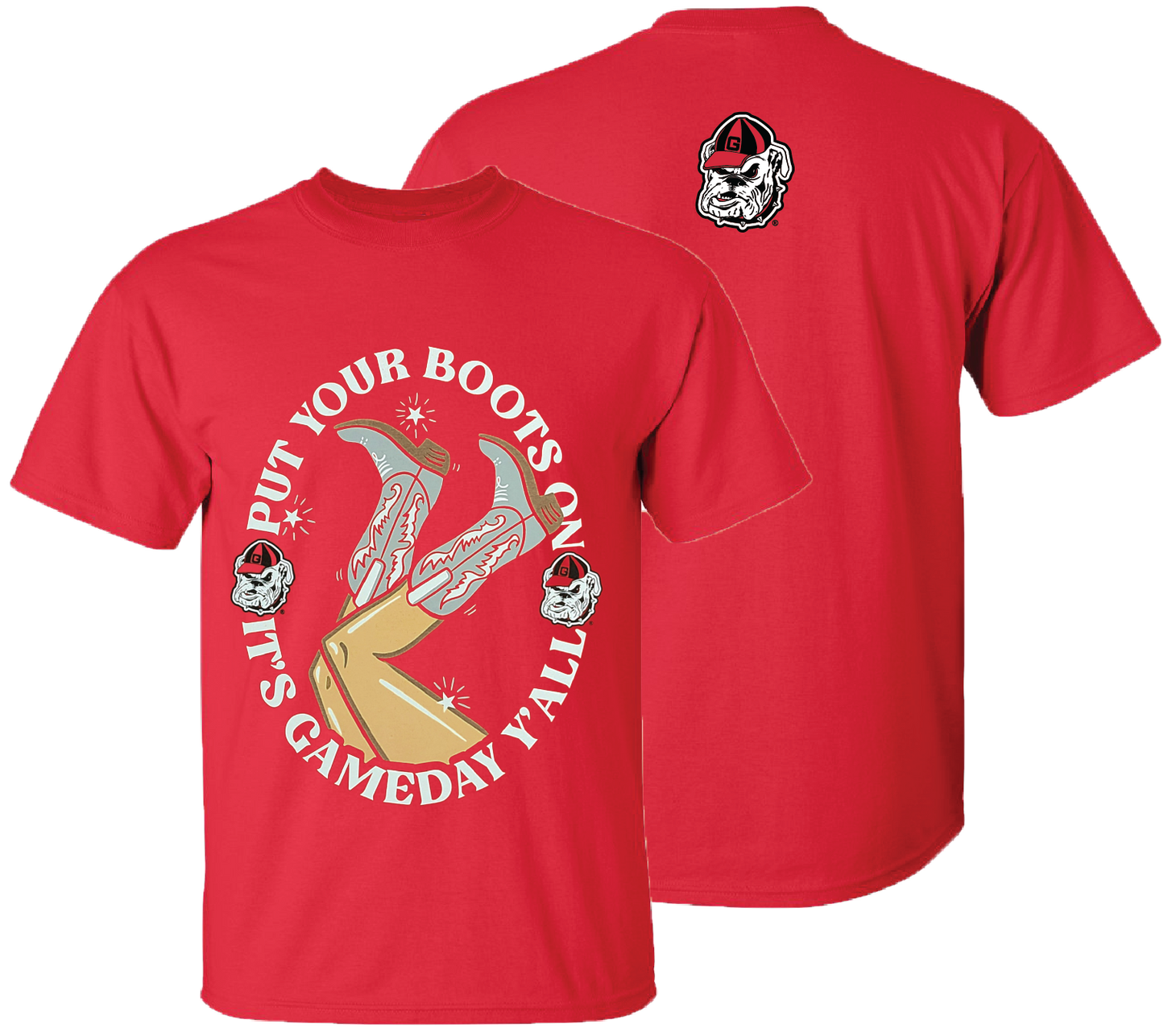 Georgia Boots Up Collegiate Football T-Shirt