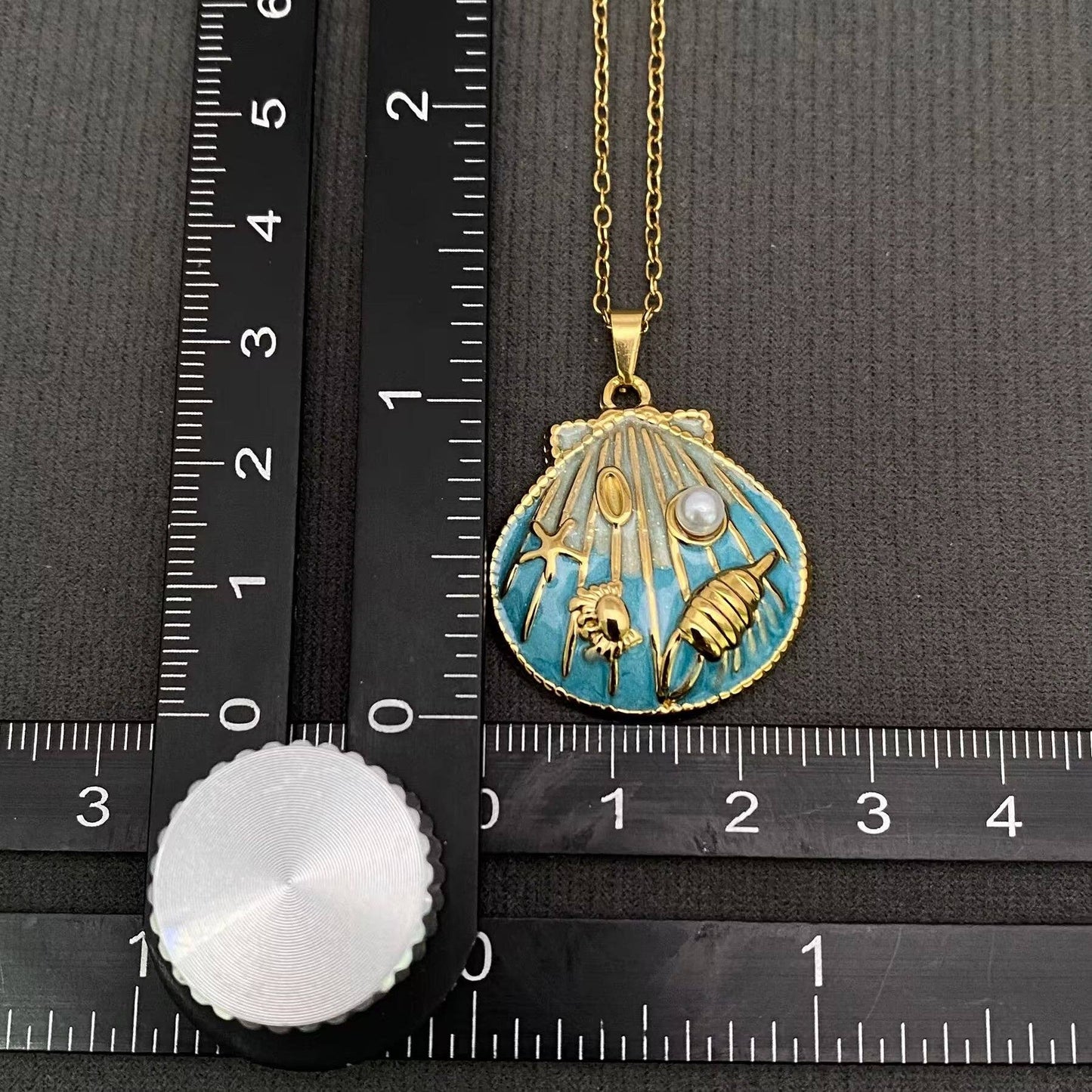 Blue Enamel Shell Necklace