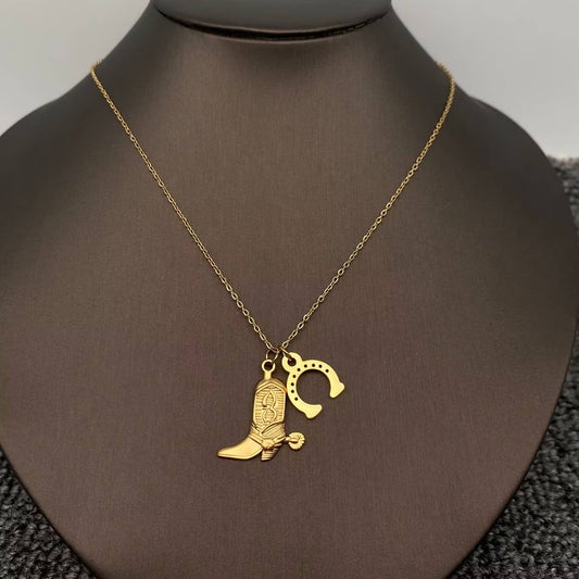 Western Boots & Horseshoe Necklace