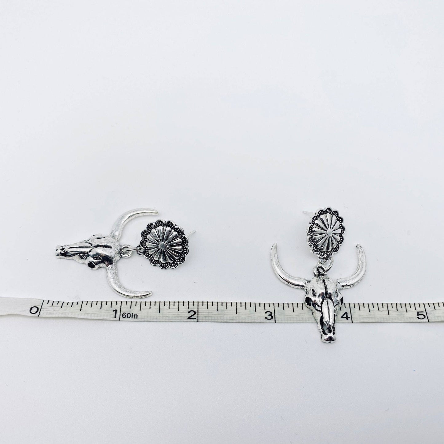 Western Style Metal Steer Head Pendant Earring