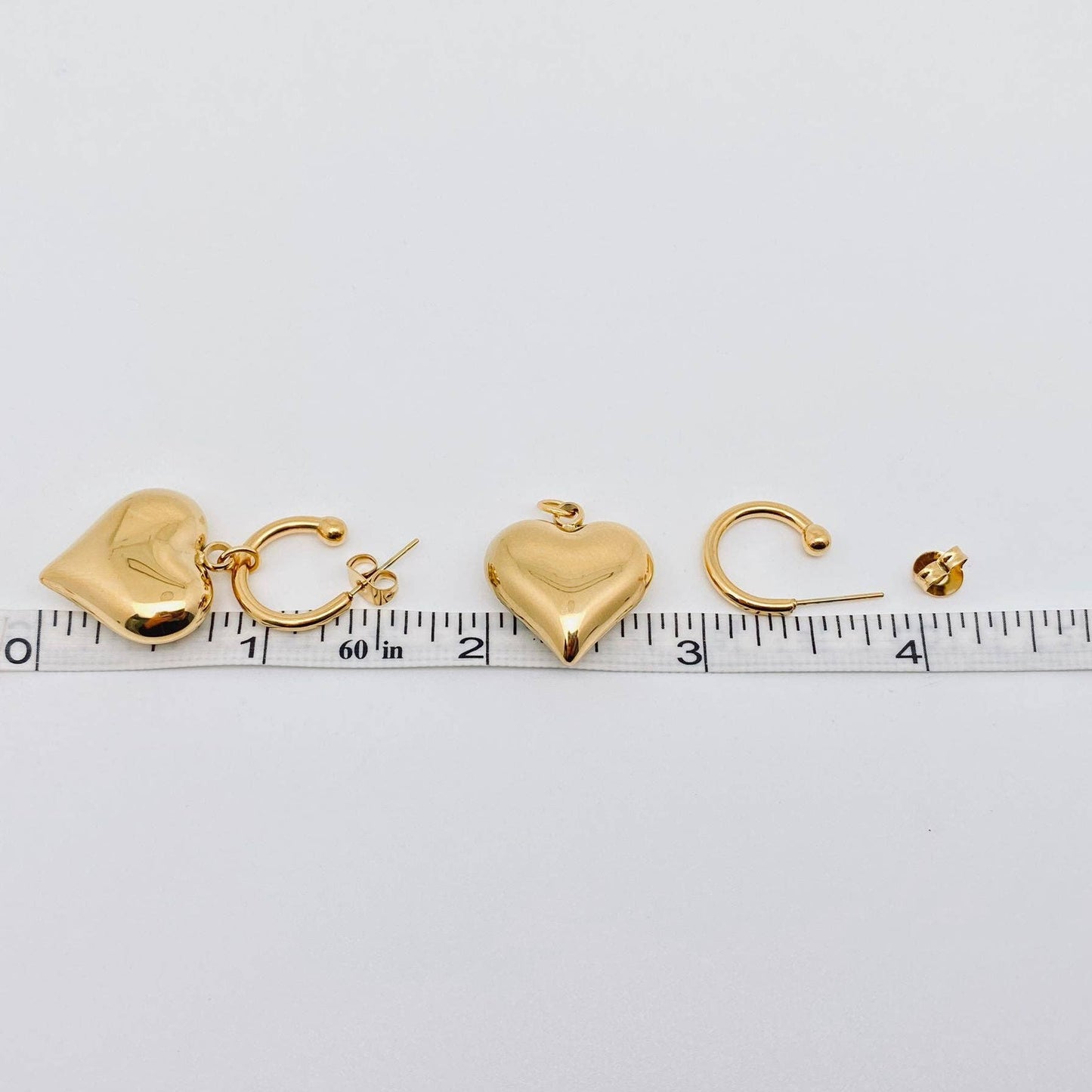 18K Gold-Plated Stainless-Steel Heart Charm Earrings