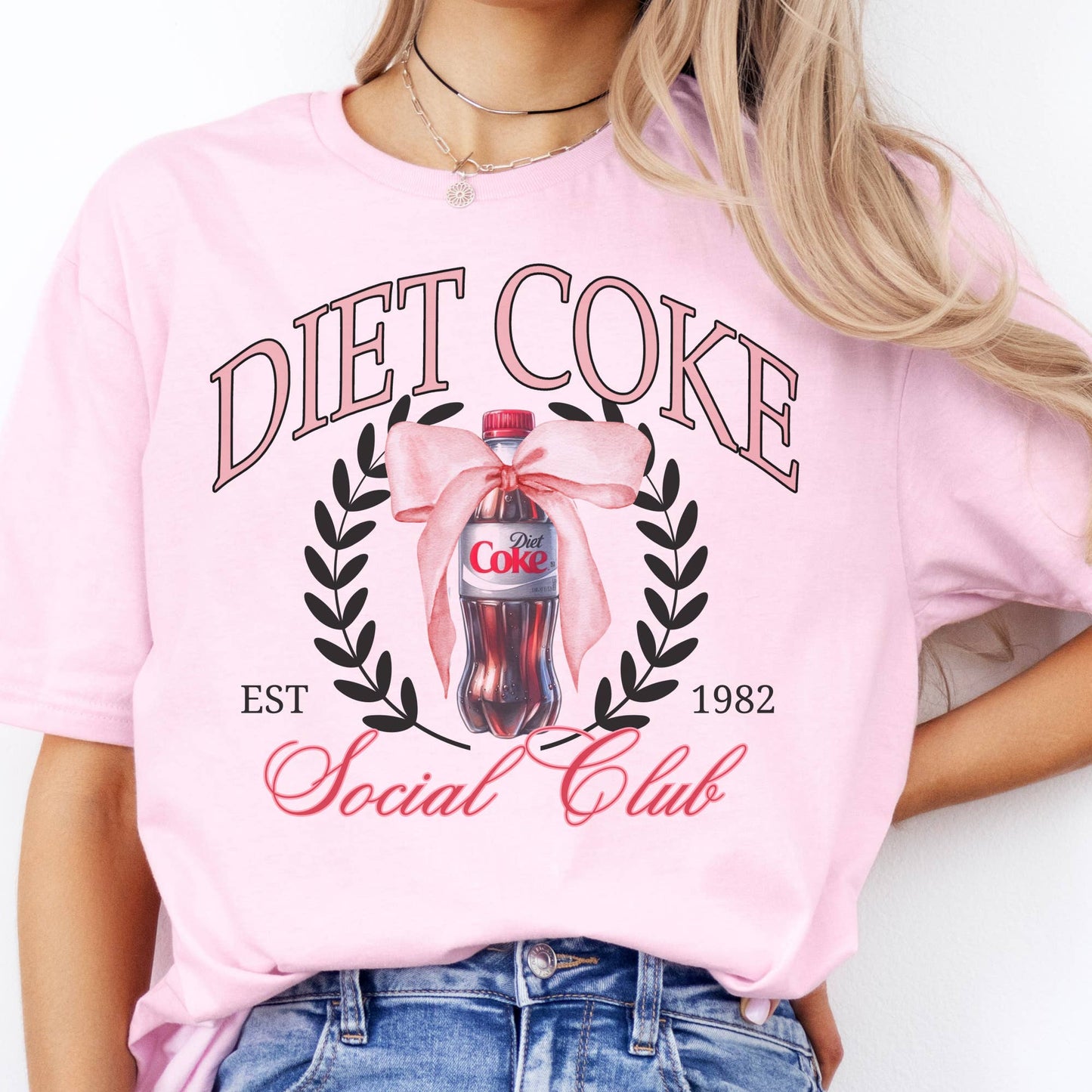 Diet Coke Social Club Coquette Soda Coke Bow Graphic Tee: Pink
