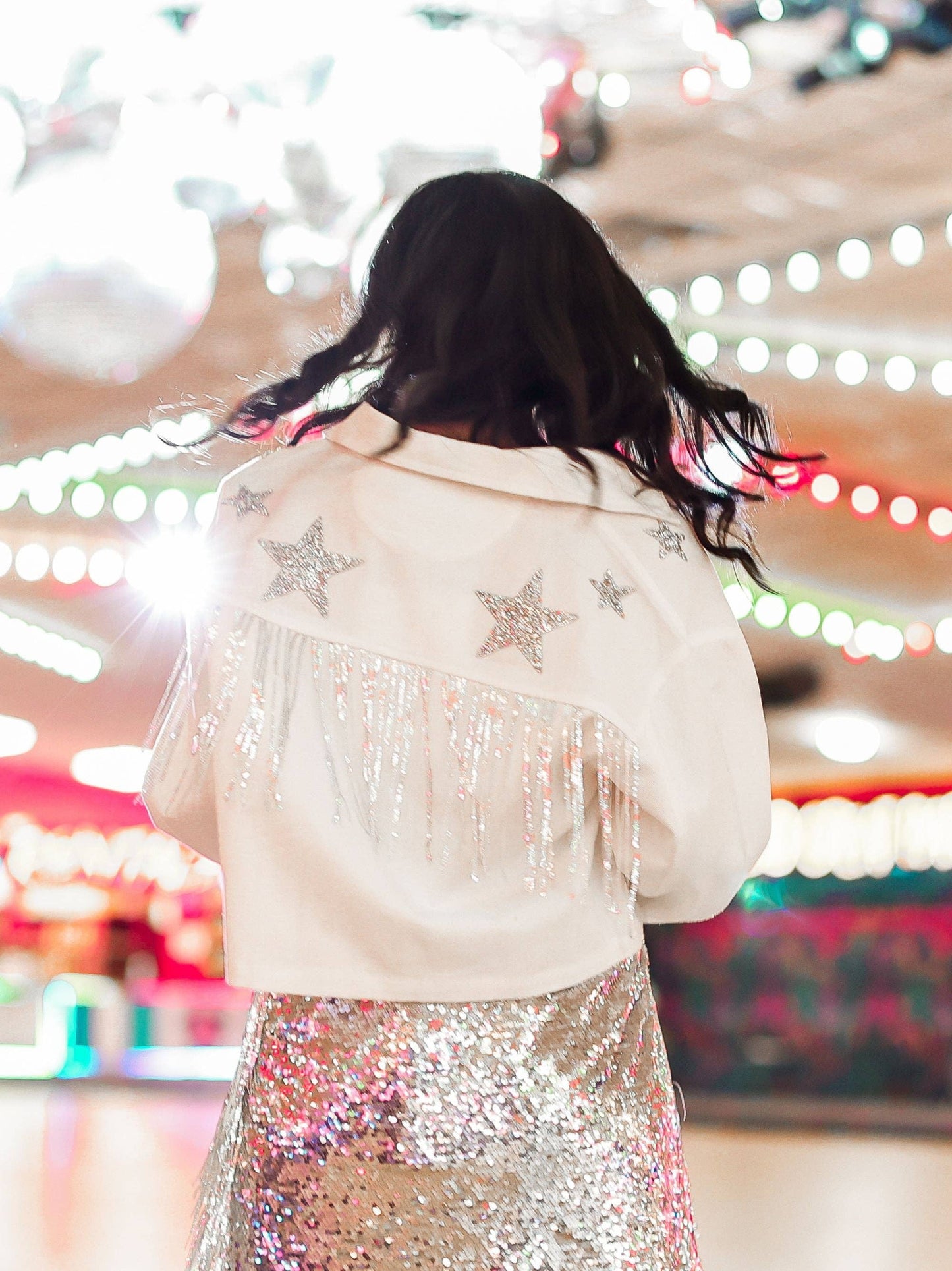 Its Written In The Stars Embellished Denim Jacket: White