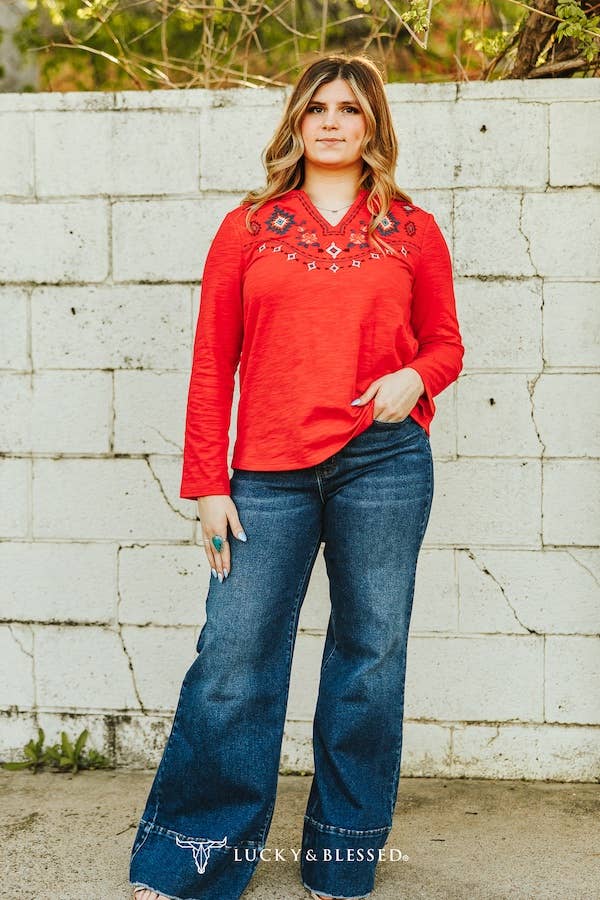 Lucky & Blessed Dark Wash High Rise Trouser Jeans