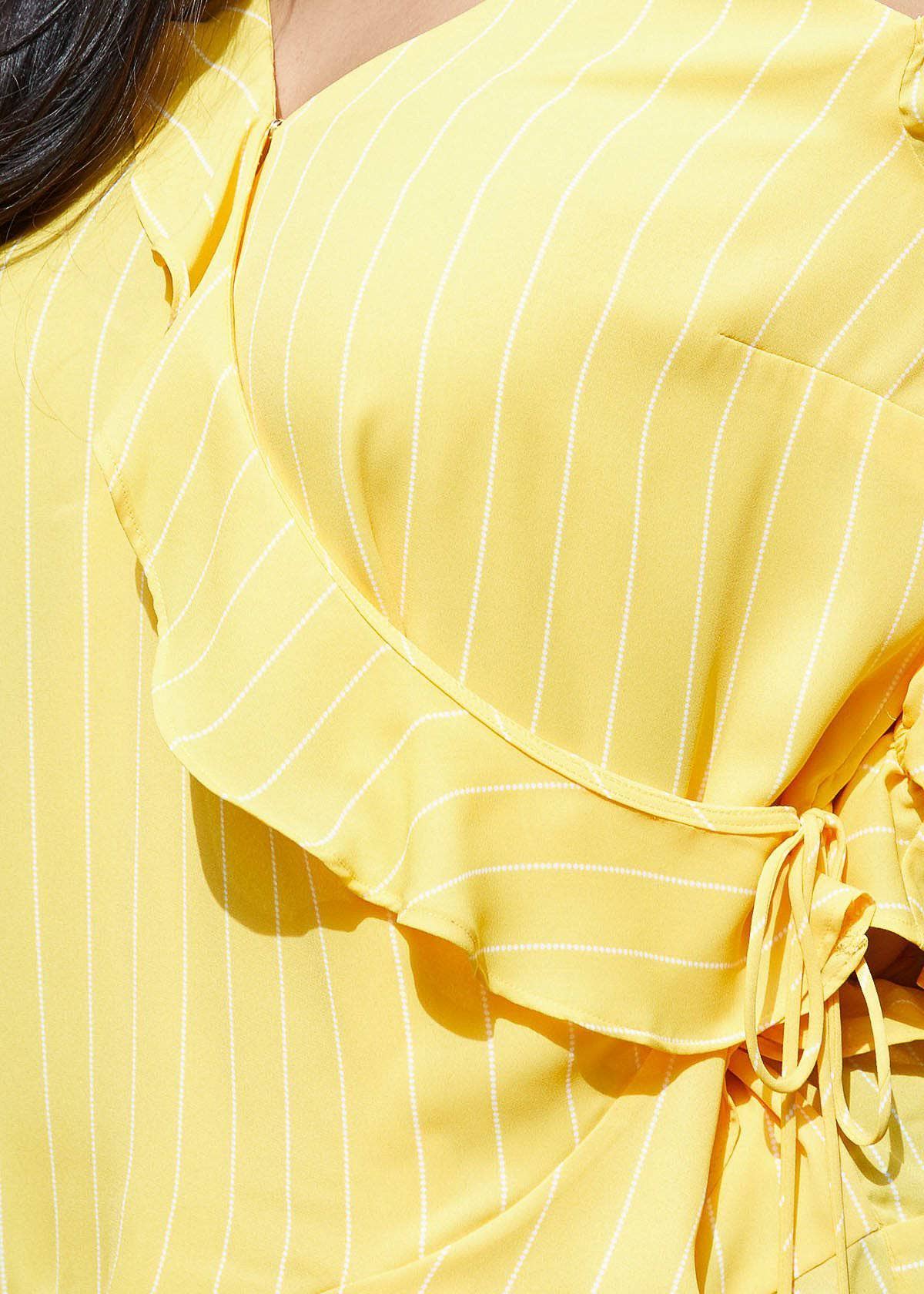 Asymmetrical Shoulder Ruffle Blouse