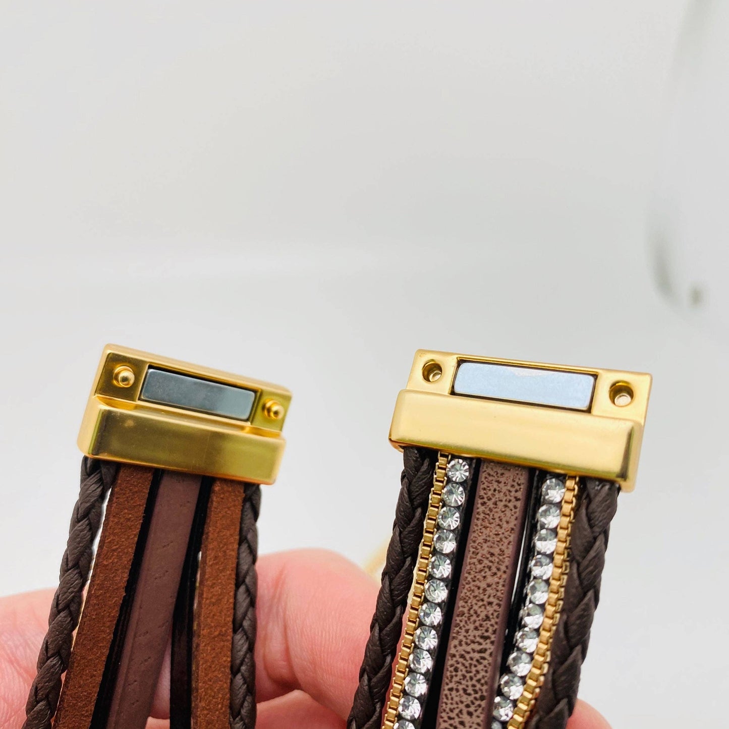 Blessed Multi-Layer Leather Bracelet - Apricot, Black, Brown, and White