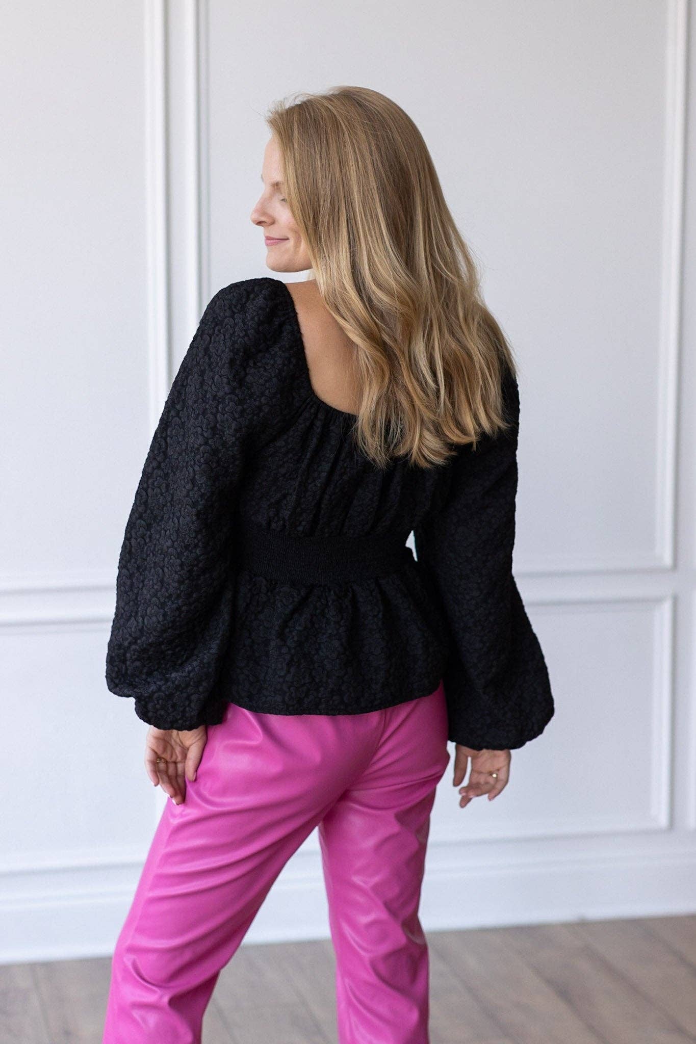 Midnight Romance Jacquard Peasant Blouse - Grace+Emma