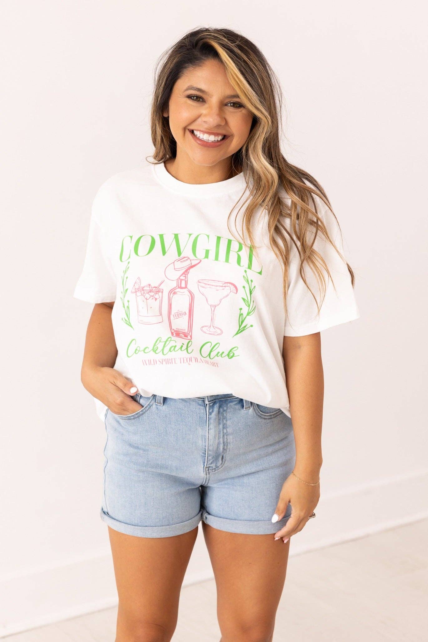 Cowgirl Cocktail on White T-Shirt - Grace+Emma
