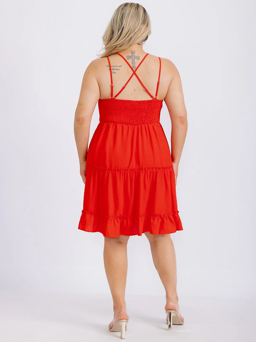 Sleeveless Open Back Lace Fit & Flare Mini Dress