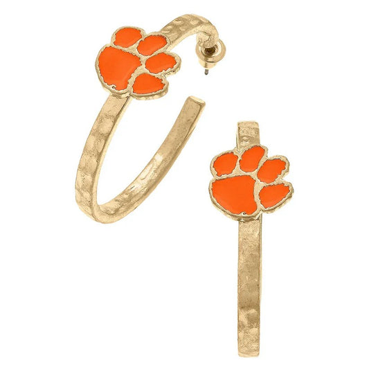 Clemson Tigers Enamel Logo Hoop Earrings
