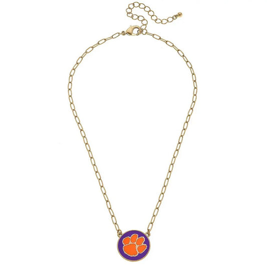 Clemson Tigers Enamel Disc Pendant Necklace
