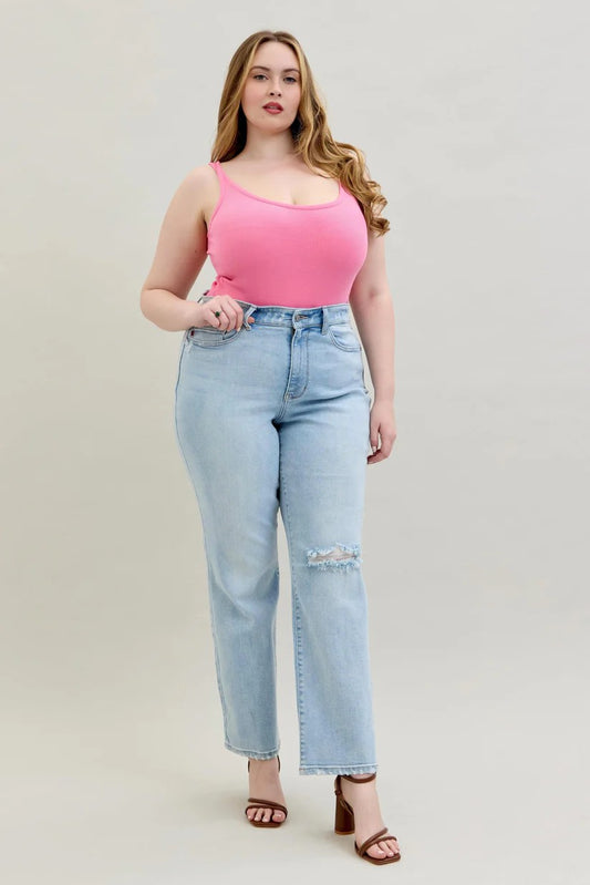 COMING SOON: Judy Blue Back Pocket Cutout 90's Straight Leg Jeans (Plus)