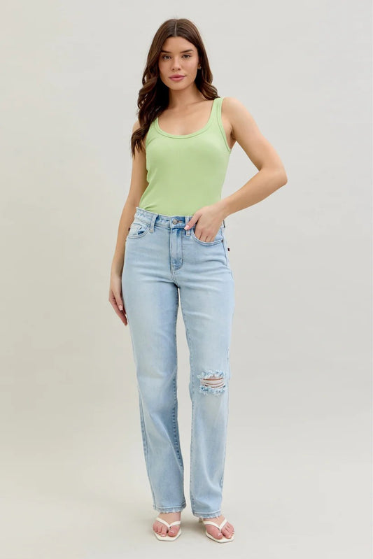 COMING SOON: Judy Blue Back Pocket Cutout 90's Straight Leg Jeans (Regular)