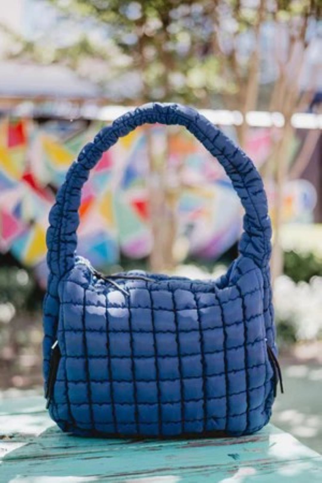 Katydid Oversized Quilted Hobo Tote Bag:  Navy