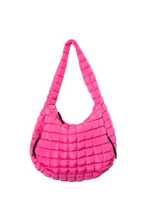 Katydid Puffer Tote Bag:  Hot Pink