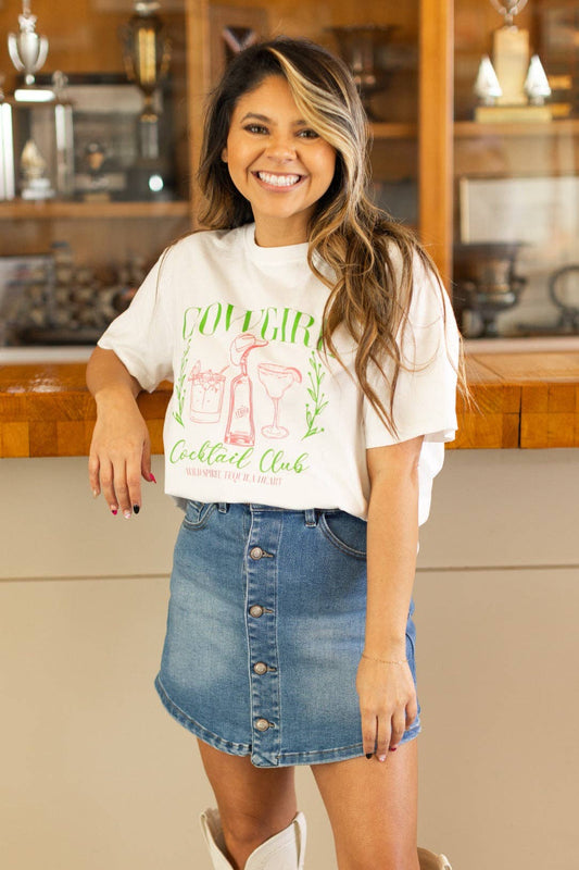 Cowgirl Cocktail on White T-Shirt - Grace+Emma
