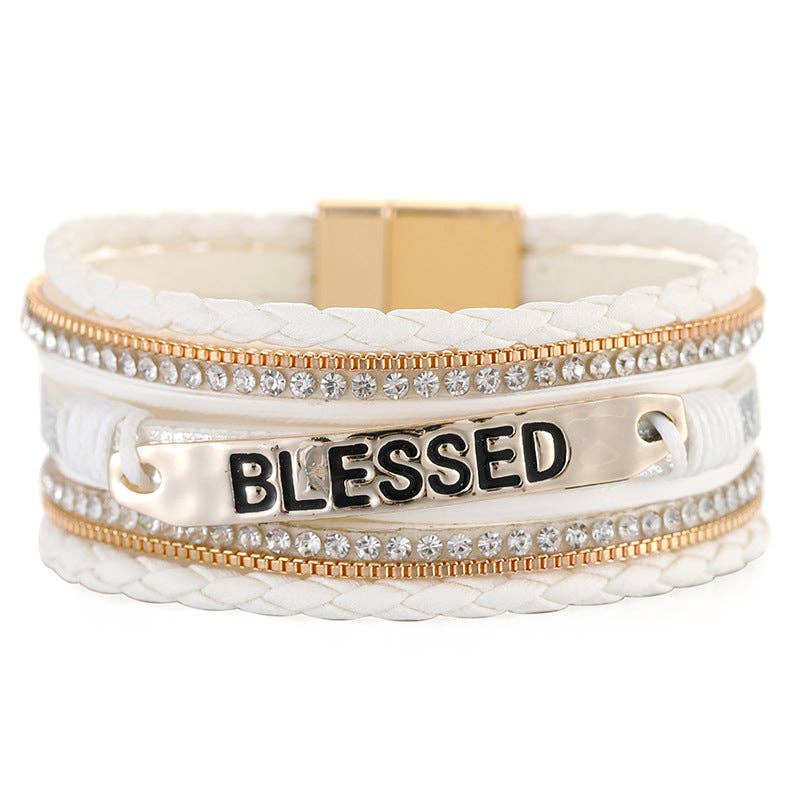 Blessed Multi-Layer Leather Bracelet - Apricot, Black, Brown, and White