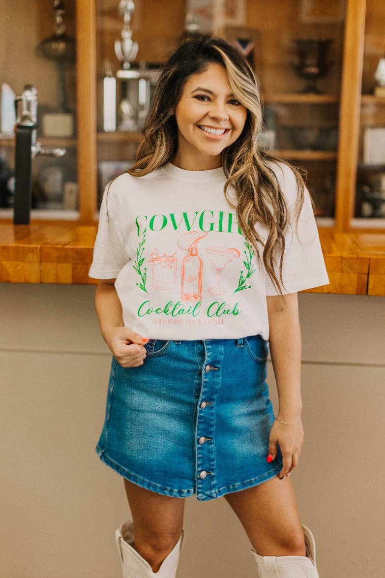 Cowgirl Cocktail on White T-Shirt - Grace+Emma