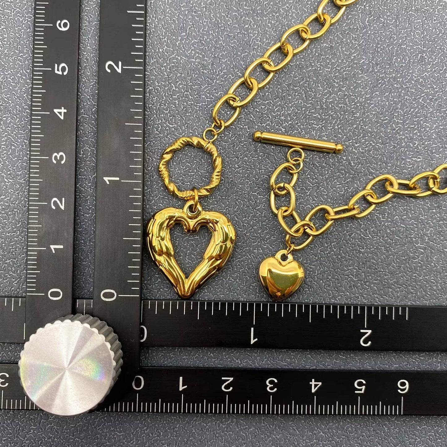 Double Heart Charm Buckle Necklace
