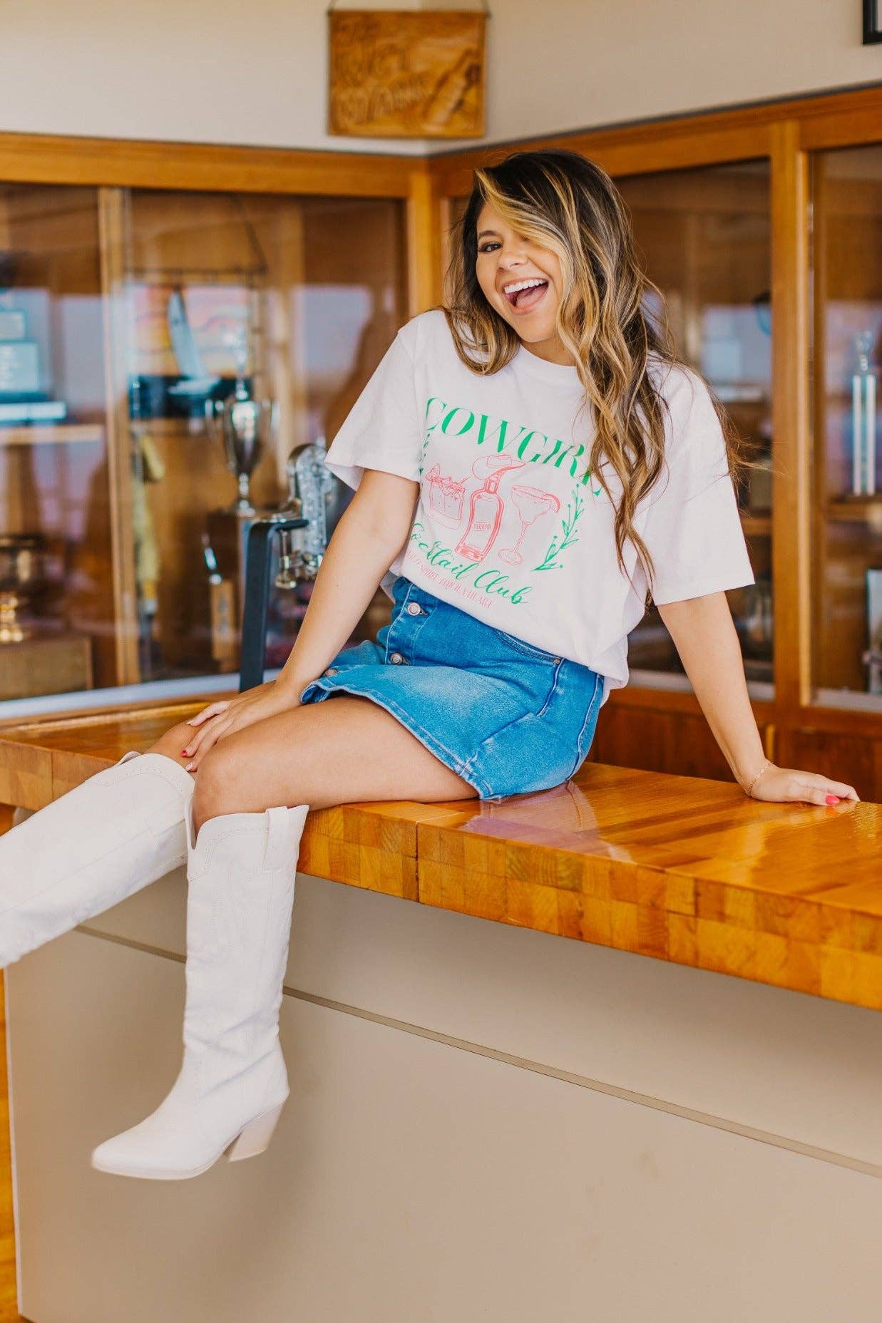 Cowgirl Cocktail on White T-Shirt - Grace+Emma