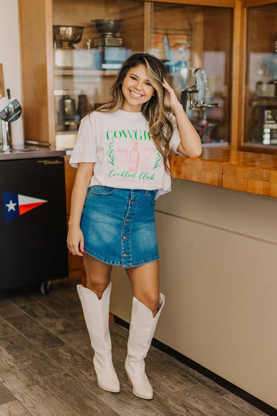 Cowgirl Cocktail on White T-Shirt - Grace+Emma